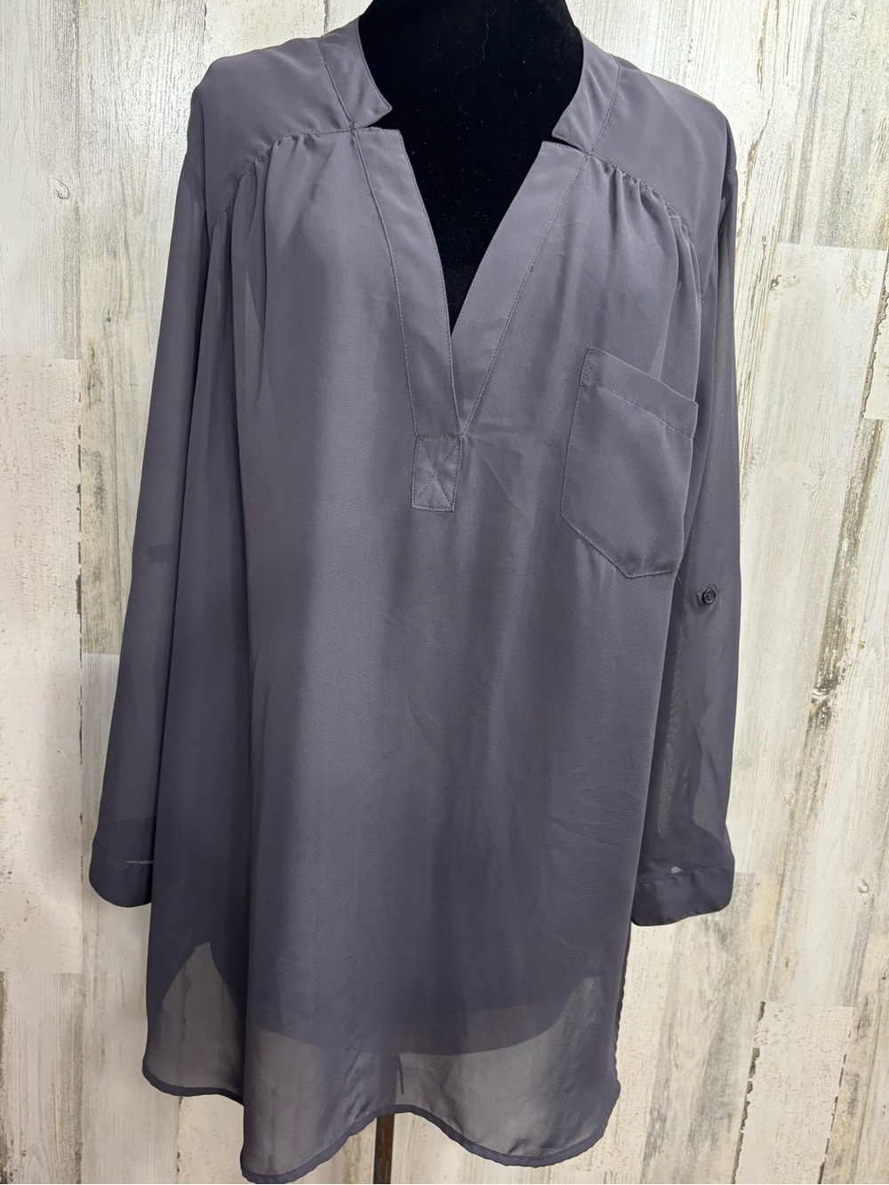Maurices Plus Size Semi-Sheer Gray Top
